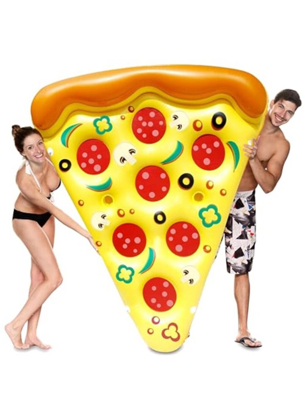 Giant Inflatable Pizza Slice Pool Float Large Cup Holders Summer Swim Raft